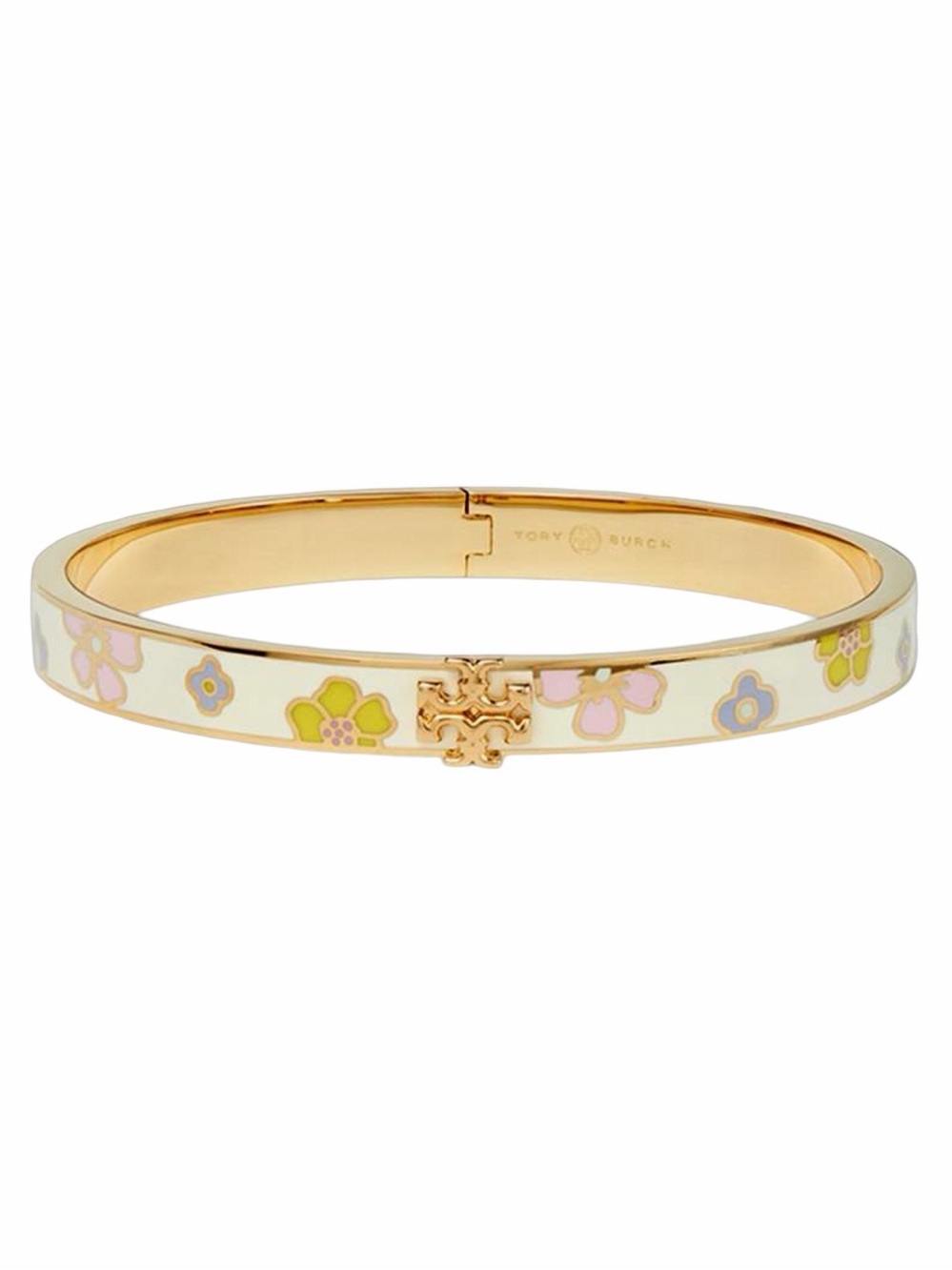 TORY BURCH • Kira Flora Print Enamel Hinged Bracelet